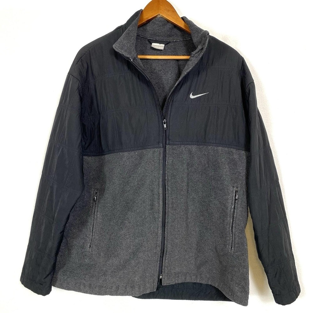 VTG 90s Nike Mens XL Gray Tag Fleece Full‎ Zip Jacket Soft Shell Sweatshirt Logo